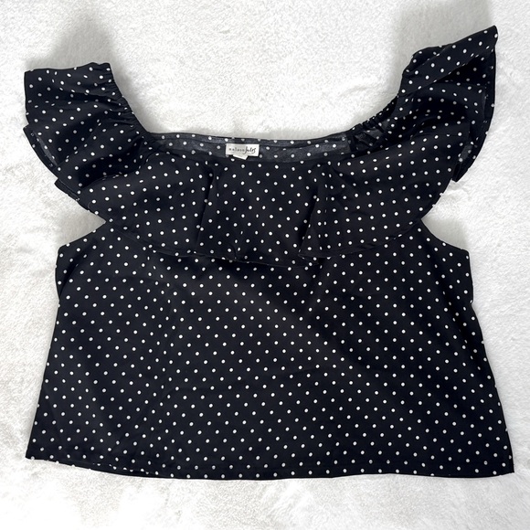EUC Maison Jules Ruffle Polka Dot Blouse, Size XXL - Picture 4 of 9